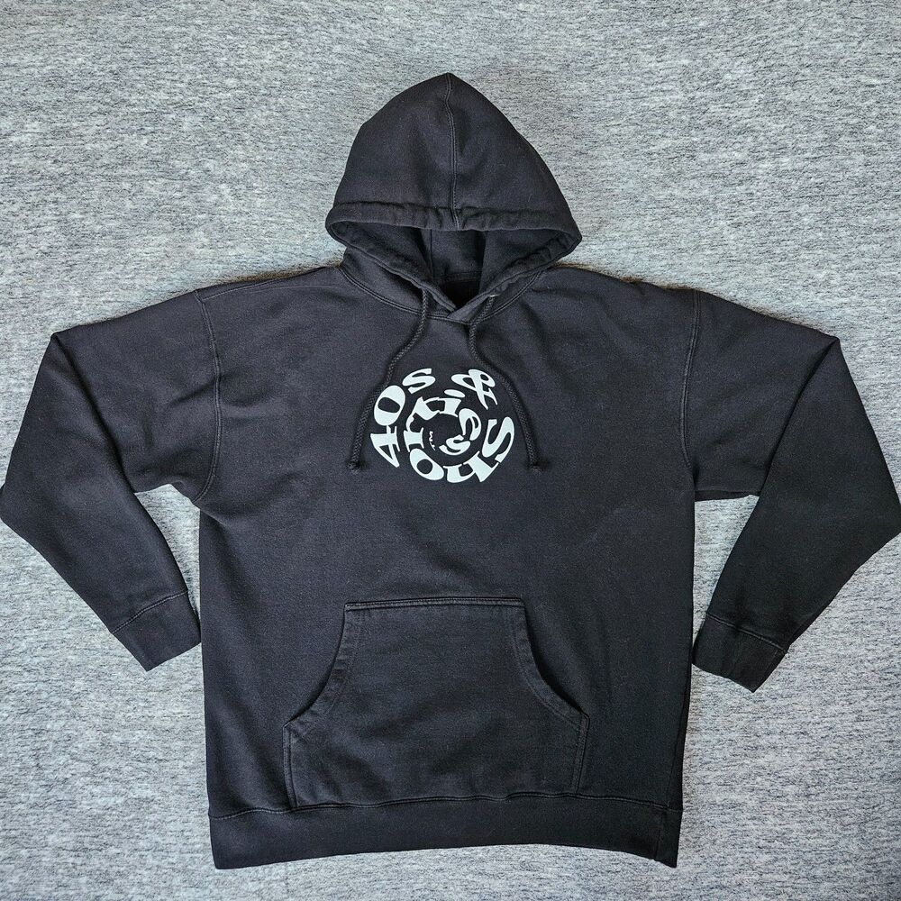 40s & Shorties Unisex Spiral Text Logo Hoodie CD4 Black XL Sweatshirt